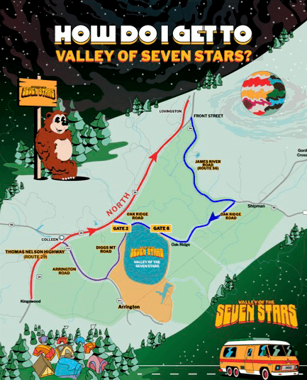 Valley of the Seven Stars arrival map showing routes to Gate 6